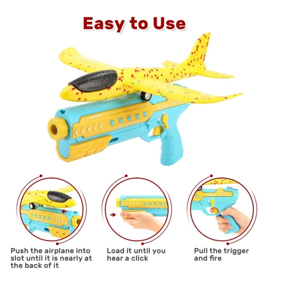 4 in 1 Airplane Toy, Catapult Plane Toy, 2 Flight Mode Glider - Picture 3 of 6